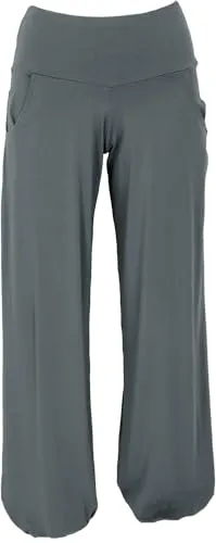 GURU SHOP Yogahose aus Bio-Baumwolle - Dunkelgrau, Damen, Size:XL - Yoga-Hose aus nachhaltiger Bio-Baumwolle mit breitem Bund und seitlichen Taschen, perfekt für Yoga und Freizeit, die locker sitzt und die Figur umschmeichelt.