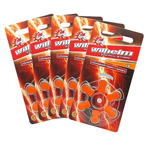 WILHELM Hörgerätebatterien Typ 13 orange Hörgerätbatterie PR48 ZL2 1,4/1,45 V 30 x
