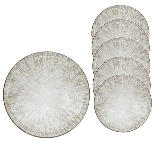Van Well Kreta Pizzateller Ø 33cm Set 6 - Stilvolles Porzellangeschirr für Pizza & Pasta - Pastateller: Robuste, mikrowellen- und spülmaschinenfeste Teller, ideal für italienische Buffets und stilvolle Präsentation von Köstlichkeiten.