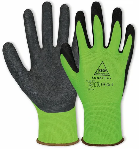 HASE SAFETY GLOVES Latex-Arbeitshandschuhe Superflex, EN 388, EN 420, Größe 6
