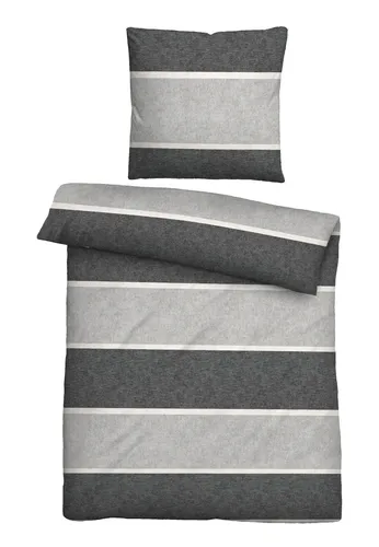 biberna 0840506 Melange-Flanell Bettwäsche in grau von biberna
