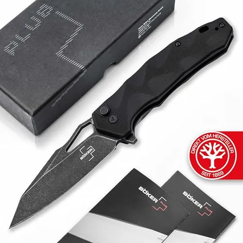 Böker Plus Kirke Taschenmesser Nitro-V Button Lock G10 Hydra Design - Hochwertiges Taschenmesser mit ergonomischem Griff aus G10, rostbeständiger Klinge und lebenslanger Garantie - ideal für EDC und Outdoor-Aktivitäten.