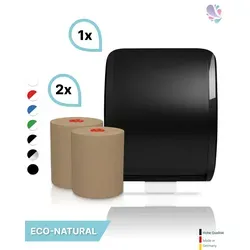 Blanc HYGIENIC Set: Handtuchrollenspender Autocut & 2 Handtuchrollen - Effizienter Handtuchrollenspender mit Einzelblatt-Ausgabe für sparsamen Verbrauch. Robustes ABS-Gehäuse, batteriefrei und langlebig mit 5 Jahren Garantie. Ideal für professionelle Hygiene in Wasch- und Sanitärräumen.