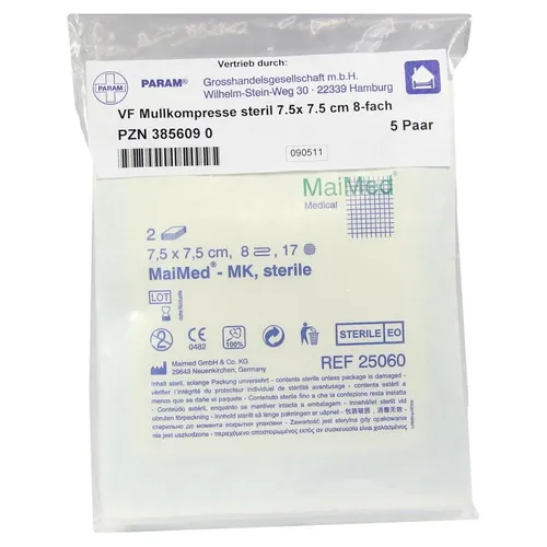 Mullkompressen 7,5x7,5 cm steril 8fach 5X2 St