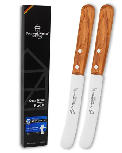Fachwerk Buckelsmesser Set Frühstücksmesser Brötchenmesser Olivenholz Solingen