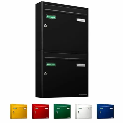 AL Briefkastensysteme Basic 2er Briefkasten RAL 9005 in schwarz von AL Briefkastensysteme