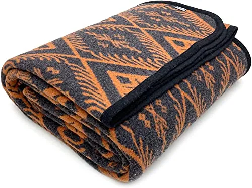 ACUSHLA Merino Wolldecke Warme Decke Wohndecke Kuscheldecke Sofadecke Blanket Tagesdecke Plaid Sofa Großer Überwurf Ideal für Outdoor-Camping, Alle Jahreszeiten (160x220 cm-Boho Orange)