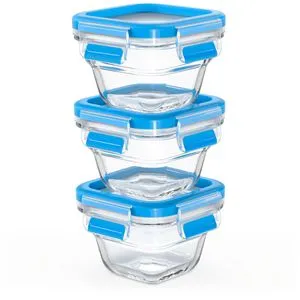 Emsa Frischhaltedose ClipundClose N1050700, aus Glas, 0,18 Liter, transparent, luftdicht, Set, 3 Stück