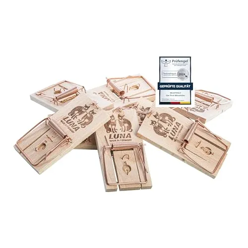 NEUSTANLO Classic | Mausefalle, Rattenfalle aus Holz | 5 Stück | Hohe Schlagkraft | Leicht zu verwenden | wiederverwendbar | Made in Germany | ideale Schlagfalle für Mäuse und Ratten