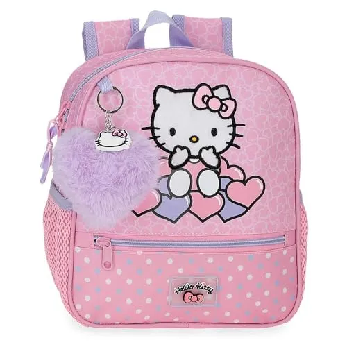 Hello Kitty Hearts and Dots Rucksack 25cm - Schulranzen mit verstellbaren Schultergurten, ideal für Vorschulkinder, praktischer Begleiter mit verspieltem Hello Kitty Design und genügend Platz für Bücher und Snacks.