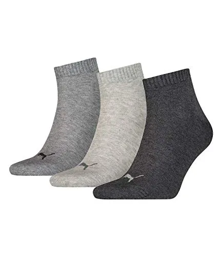 PUMA Unisex Plain 3P Quarter Socke, Grau (Anthrazit/L Mel Grey/M Mel Grey), 47-49, 3er Pack