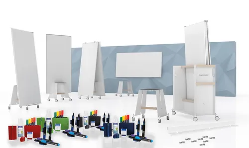 magnetoplan Whiteboard-Bundle 12412492 Large - Großes Whiteboard-Bundle für Präsentationen, inklusive praktischer Zubehörteile für effektive Visualisierung und Teamarbeit.