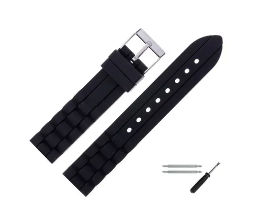 MARBURGER Uhrenarmband 20mm Kunststoff Silikon Schwarz von marburg