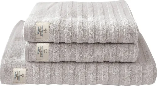 Dyckhoff Handtuch Set Wecycled - Handtuch-Set aus 100% Bio-Baumwolle, 3-teilig mit 2 Handtüchern (50x100cm) und 1 Duschtuch (70x140cm) in elegantem grau|silberfarben, OEKO-TEX® zertifiziert und umweltfreundlich.