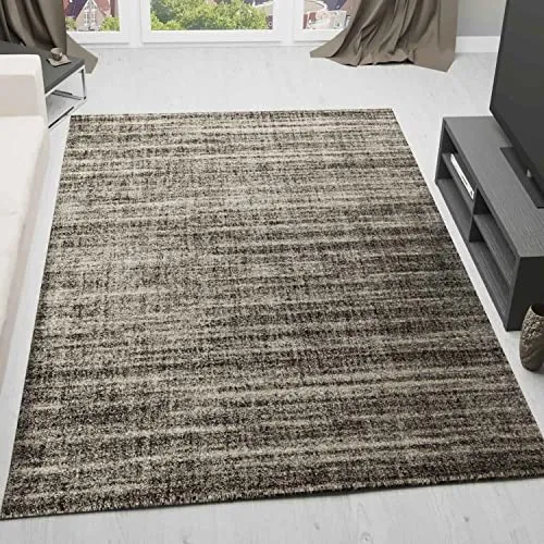 VIMODA Teppich kurzflor Modern Braun Weiß 120x170 cm - Hochwertiger Teppich aus 100% Polypropylen, pflegeleicht und schmutzabweisend. Ideal für Wohnzimmer, Schlafzimmer und Kinderzimmer – bietet hohen Laufkomfort und ist für Fußbodenheizung geeignet.
