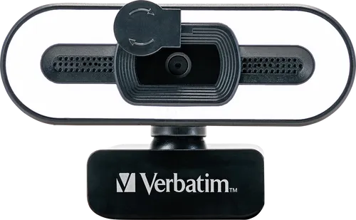 VERBATIM 49579 - 1080p Full HD Webcam mit Mikrofon und Autofokus - Webcams, ideal für Videokonferenzen mit 1080p Full HD, 360° drehbar und drei Beleuchtungsmodi für perfekte Lichtverhältnisse. Plug & Play für einfache Nutzung.