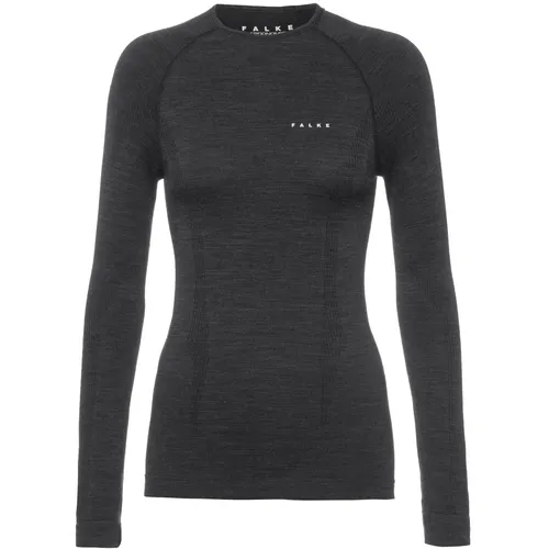 FALKE Damen Baselayer-Shirt Wool-Tech Round Neck W L/s, Schwarz Black 3000 - Sportunterwäsche für Damen, aus nachhaltigem Funktionsmaterial mit mulesingfreier Wolle für optimalen Schutz und Komfort bei kaltem Wetter. Schnelltrocknend und atmungsaktiv für maximale Bewegungsfreiheit.