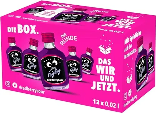 Kleiner Feigling Red Berry Sour | 12 x 20ml - Wodka mit Geschmack, fruchtig-saurer Mix aus roten Beeren, perfekt für Partys und unvergessliche Feiern!