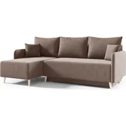 Ottomane Universalsofa, L-förmiges Ecksofa -Valletta braun Schlafsofa mit Schlaffunktion und Bettkasten, Lounge-Suite - Braun
