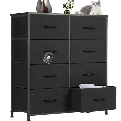 Stylische Kommode mit 8 Stoffschubladen - Kommoden für Schlafzimmer und Kinderzimmer, bieten großen Stauraum und eine langlebige Konstruktion aus umweltfreundlichem Material. Ideal zur Organisation von Kleidung und Alltagsgegenständen.