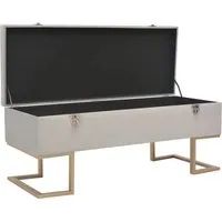 vidaXL Samt Sitzbank mit Staufach - Sitzbänke & -truhen mit weichem grauem Samtbezug und pulverbeschichteten Eisenbeinen in Goldfarbe, ideal für zusätzlichen Stauraum und stilvolle Akzente in Ihrem Wohnraum.
