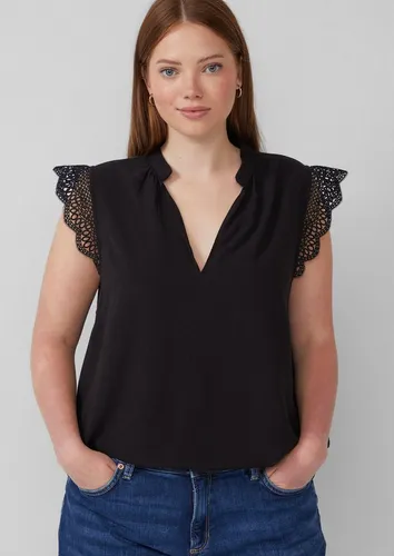 QS Blusentop Bluse Blusentop mit Spitzendetail