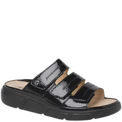 Ganter Damen Hausschuhe HALINA in Schwarz, Größe 40 - Elegante Pantolette mit Metallic-Effekt, rutschfester und flexibler Sohle für komfortables Gehen, ideal für lange Tage, mit herausnehmbarem Wechselfußbett für individuelle Anpassung.