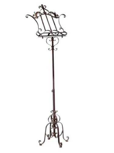 Aubaho Notenständer im Barockstil - Deko-Objekt aus Eisen, bis 170cm höhenverstellbar und ideal als Aufsteller für Noten, Menükarten oder Bilder. Handgefertigtes nostalgisches Design mit antiker Patina.