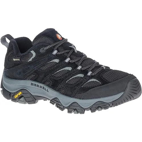 Merrell Moab 3 GTX Damen Wanderschuhe - Schwarz, 41 EU - Wanderschuhe mit atmungsaktivem Obermaterial aus Schweinsleder und 100 % recycelten Schnürsenkeln, ideal für Abenteuer in der Natur.
