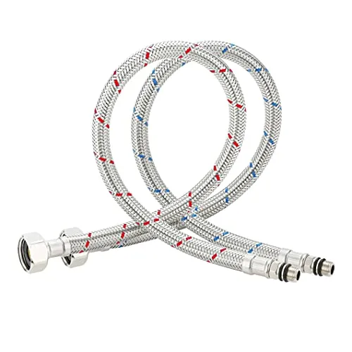 Amindz 2 pcs (1/2 BSP,60cm) Anschlussschlauch Armatur M10 Schlauch Mischbatterie Verbindungsschlauch Wasserzulauf-Schläuche Wasserzulauf-Schläuche Verlängerung für Wasserhahn Mischbatterie
