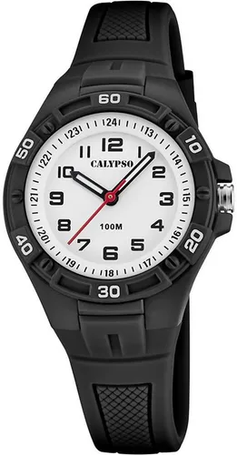 CALYPSO WATCHES Quarzuhr Junior Collection K5832/4 - Armbanduhr für Kinder, bis 10 bar wasserdicht und perfekt als Geschenk. Robustes Design mit schwarzem Gehäuse und Kautschukarmband.