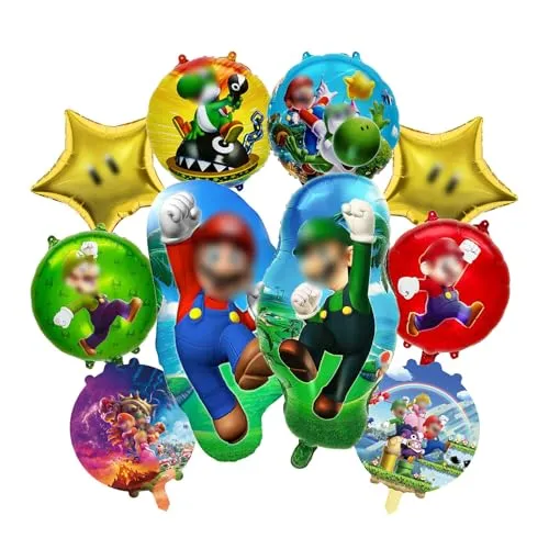 Cartoon-Thema geburtstag deko set, 10 Stück kinder Luftballons Geburtstag, Enthält Runde, Fünfzackiger Stern, Menschlicher Ballon ballon, Geeignet als Dekoration für feiern für kinder