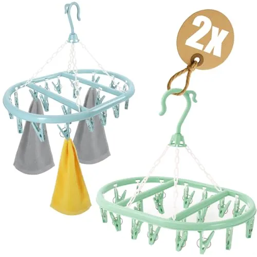 com-four® 2X Hängetrockner mit je 20 Klammern
