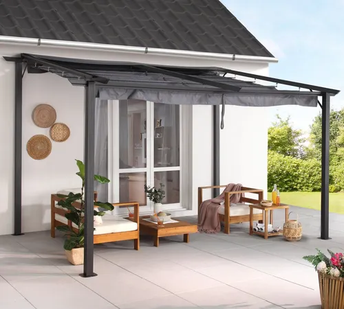 Produktbild KONIFERA Anbaupavillon Vivara, 400x300 cm, grau