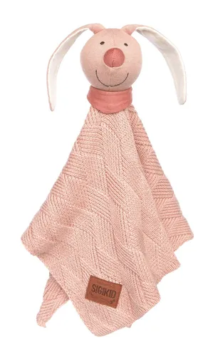 Sigikid Strick-Schnuffeltuch Hase rosa - Kuscheliger Begleiter für Ihr Baby - Schmusetücher mit süßem Hasenmotiv, ca. 40 cm groß und perfekt für Geborgenheit und Trost bei Kleinkindern.