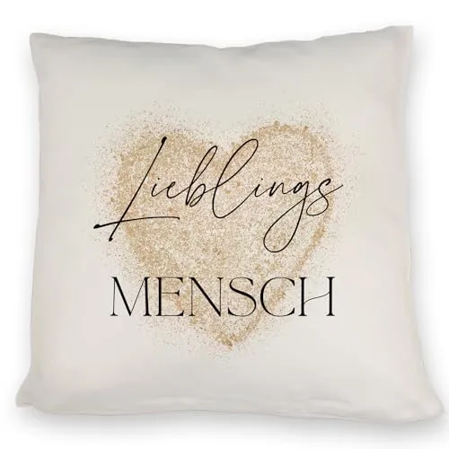Lieblingsmensch Kissen in Gold Valentinstag für Ehefrau Kissen mit Herz Ehe DekoKissen Motiv romantische Liebesbotschaft bedrucktes Frau KuschelKissen Spruch Beziehung