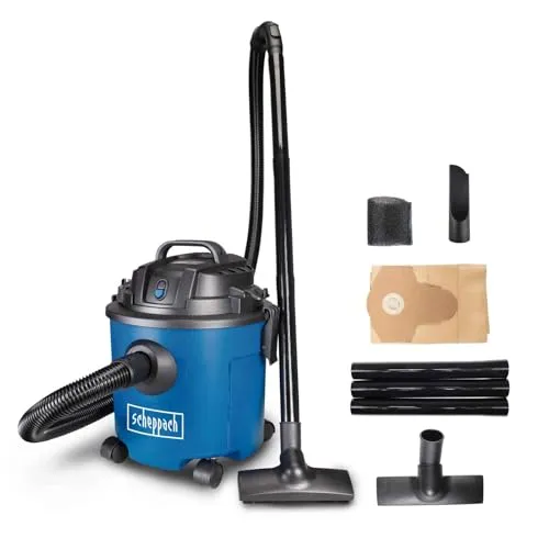 Scheppach Nass und Trockensauger NTS16 mit Ausblasfunktion - Bodenstaubsauger mit kraftvollem 1200W Motor und 20 kPa Saugleistung, ideal für Nass- und Trockensaugen. Inkl. Zubehör und integrierter Kabelhalterung für einfachen Transport.