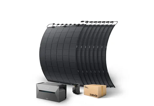 Kleines Kraftwerk Flexibles Balkonkraftwerk mit Speicher 1800Wp - ☀️ Flexibles Solarpanel-System mit 8 Modulen für Balkon & Zaun. Ideal für platzsparende Montage und hohe Energieautarkie. Inkl. Anker Solarbank zur Speicherung überschüssiger Energie – perfekt für Mieter!