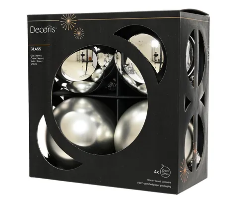 Kaemingk Weihnachtsbaumkugel, Weihnachtskugeln Glas 10cm 4 Stück - Silber