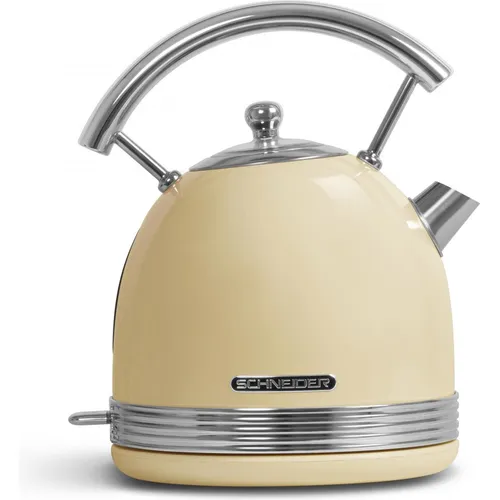 Schneider SCKE17CR Wasserkocher – 1,7 Liter, Cremeweiß - Wasserkocher mit 1,7 Liter Fassungsvermögen und Antikalkfilter für kalkfreies Wasser. Kabelloser Betrieb und 360-Grad drehbarer Sockel für maximalen Komfort.