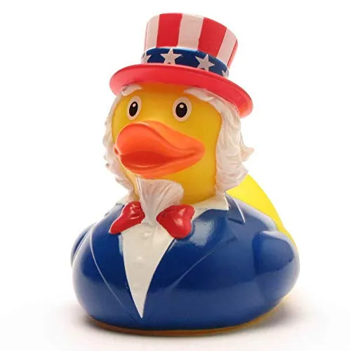Duckshop I Badeente Uncle Sam I Quietscheente I L: 8,5 cm I Quietscheentchen I Geschenk für USA-Fans I Präsent Patrioten