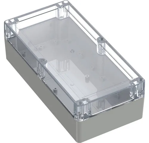 TRU COMPONENTS Montagedose TC-13865348 - Industrie-Gehäuse aus robustem Polycarbonat, lichtgrau und transparent, ideal für die sichere Montage von elektrischen Komponenten.