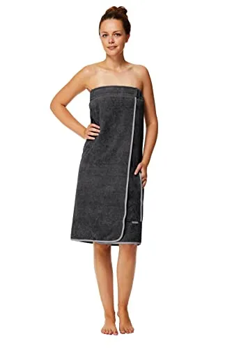 Sowel® Saunakilt Damen - 100% Bio-Baumwolle, Knielang mit Klettverschluss - Saunakilt aus schadstoffgeprüfter Bio-Baumwolle, 80 x 130 cm, bietet sicheren Halt durch Gummizug und Klettverschluss. Ideal für entspannte Saunabesuche.