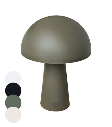 Coen Bakker LED Tischlampe Pilzform dimmbar IP44 USB 3 Lichtfarben Touch-Dimmer Innen & Außen Camping Balkon Terrasse Schlafzimmer, Farbe:Taupe
