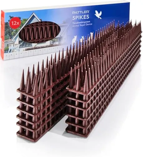 PATTLER® Vogelabwehr Spikes - 12 Stück - Vogelabwehr für Balkon und Fensterbank, effektive Taubenabwehr mit witterungsbeständigen Spikes, die tierfreundlich sind und einfach zu montieren.