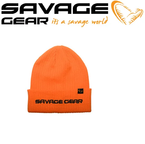 Savage Gear FOLD-UP BEANIE Mütze Orange  Warme Wintermütze One Size Angeln Jagd
