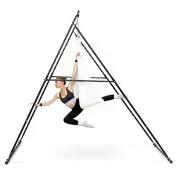 VEVOR Aerial Yogarahmen Schaukelständer mit 6 m langer Yoga-Hängematte (Weiß) & max. 200 kg Tragkraft & dreieckiger Struktur & EVA-Schaum, 4-stufige horizontale & 6-stufige vertikale Einstellung