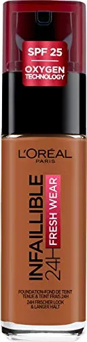 L'Oréal Paris Make-up, Wasserfest und langanhaltend, Flüssige Foundation mit LSF 25, Infaillible 32H Fresh Wear Make-up, Nr. 355 Sienna, 30 ml