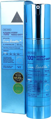 VT COSMETICS Hydrop Reedle Shot 100hL - Hyaluronsäure Mikronadel-Serum - Hyaluronsäure Serum für intensive Hydration und strahlende Haut, mit beruhigendem Cica Reedle für ein frisches Hautgefühl und schnelle Einziehzeit.
