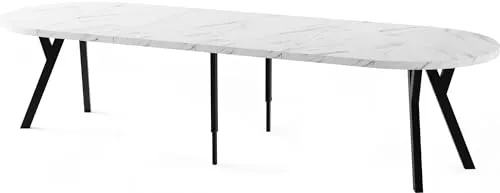 WFL Group Esstisch, Ecru, Rund, Ausziehbar für bis zu 16 Personen